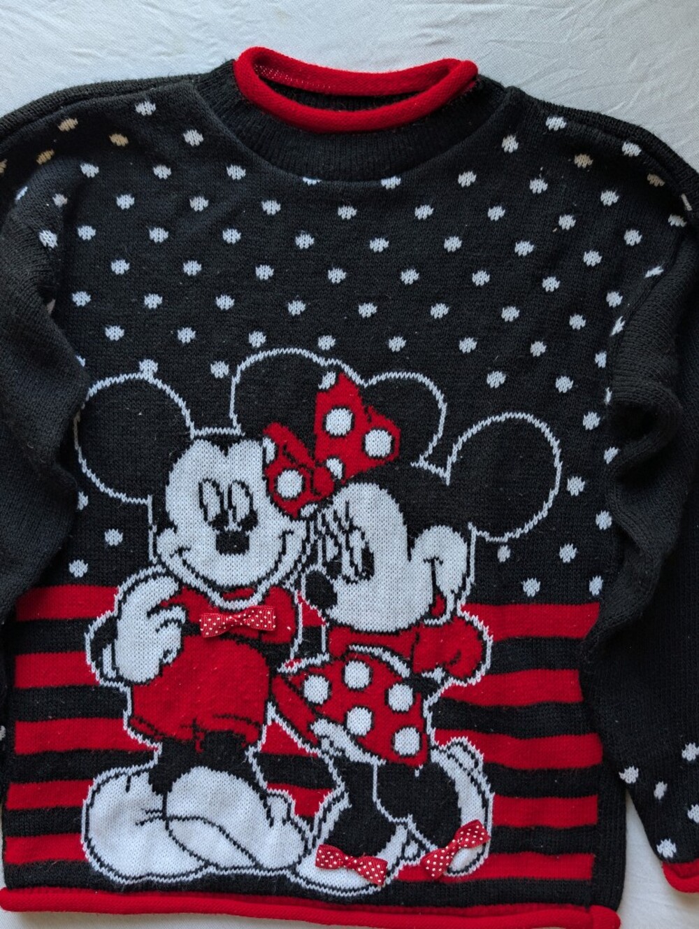 Vintage 90s Mickey's Stuff For Kids Minnie Mouse Polka Dot Knit Sweater YXL